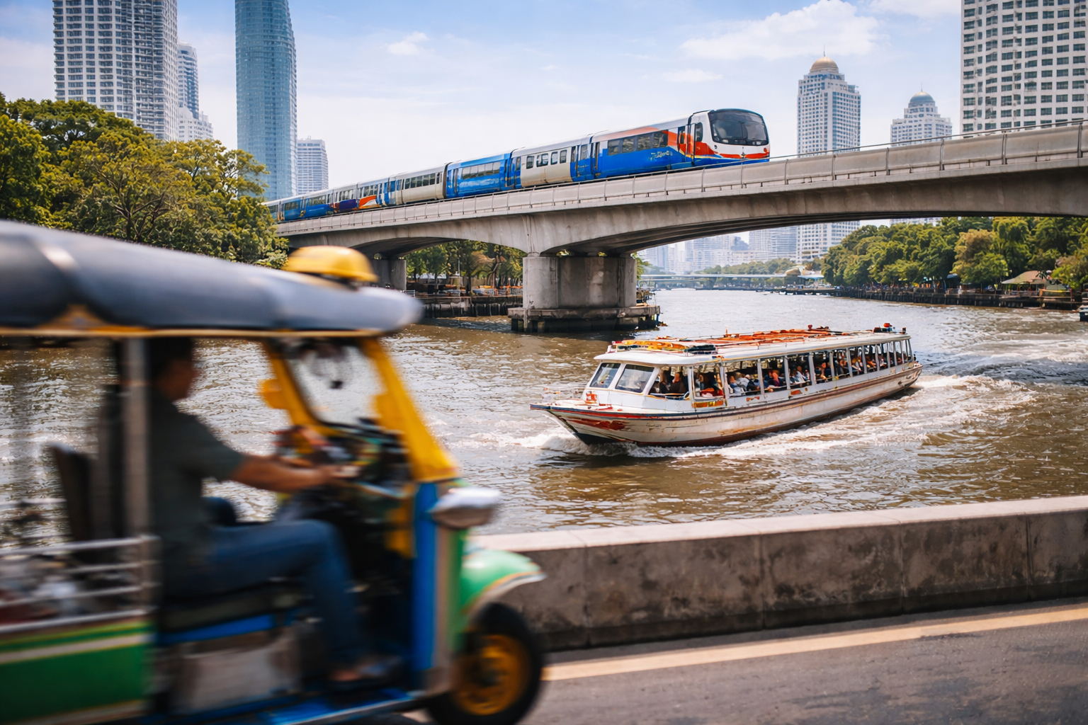 Blog category page hero: Thailand Transport: Flights, Trains, Buses, Ferries, City Travel