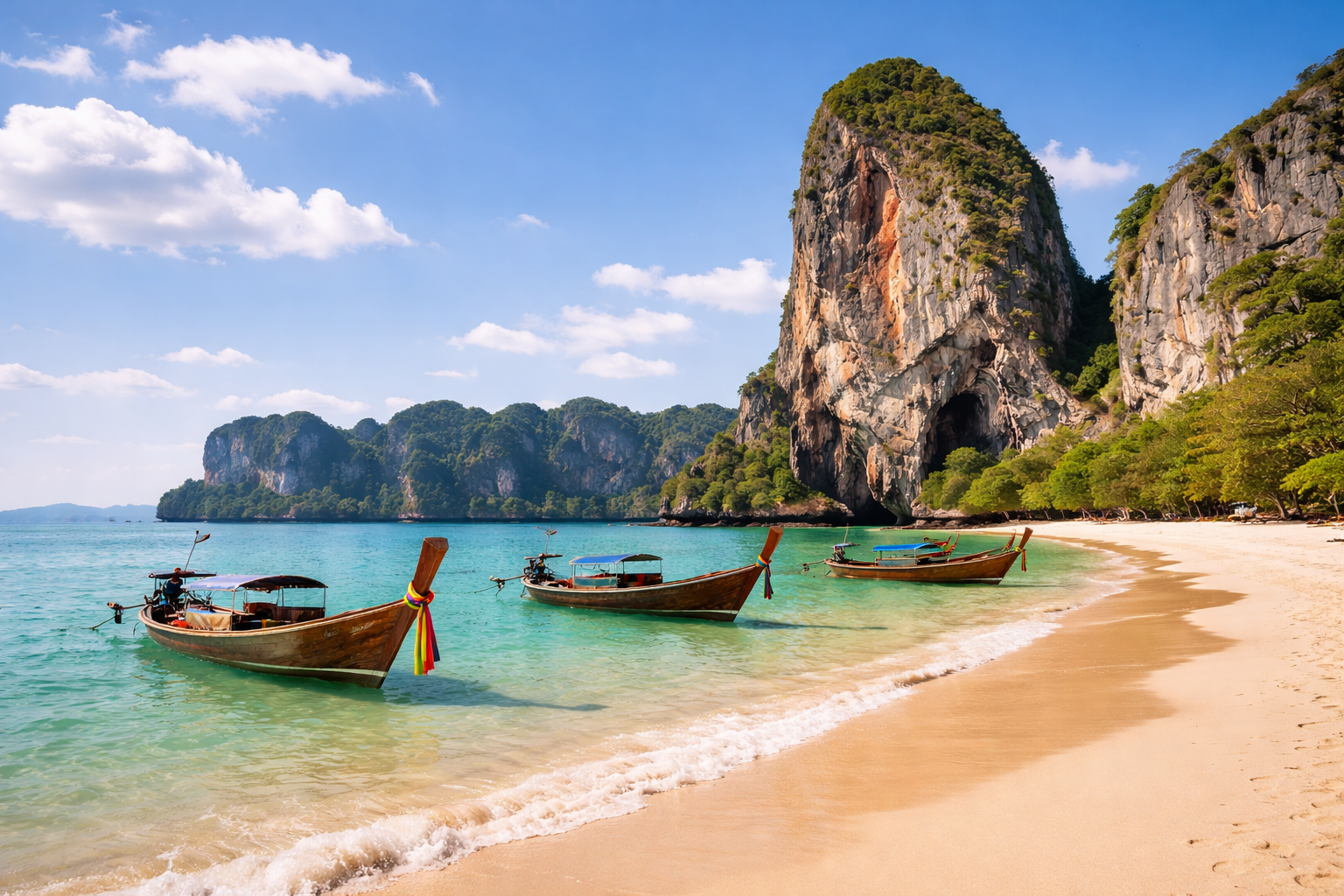 Krabi travel guide: Railay cliffs and longtail boat
