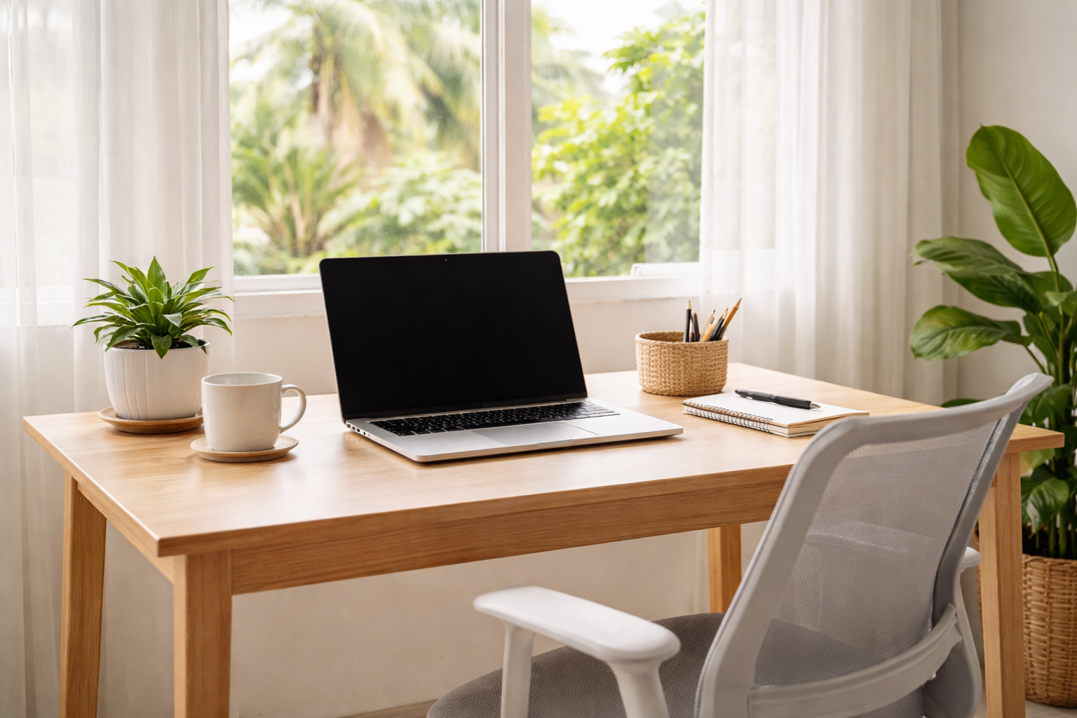 Work friendly accommodation desk setup