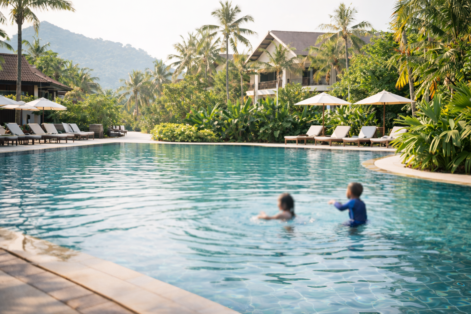 Family friendly hotel pool breakfast