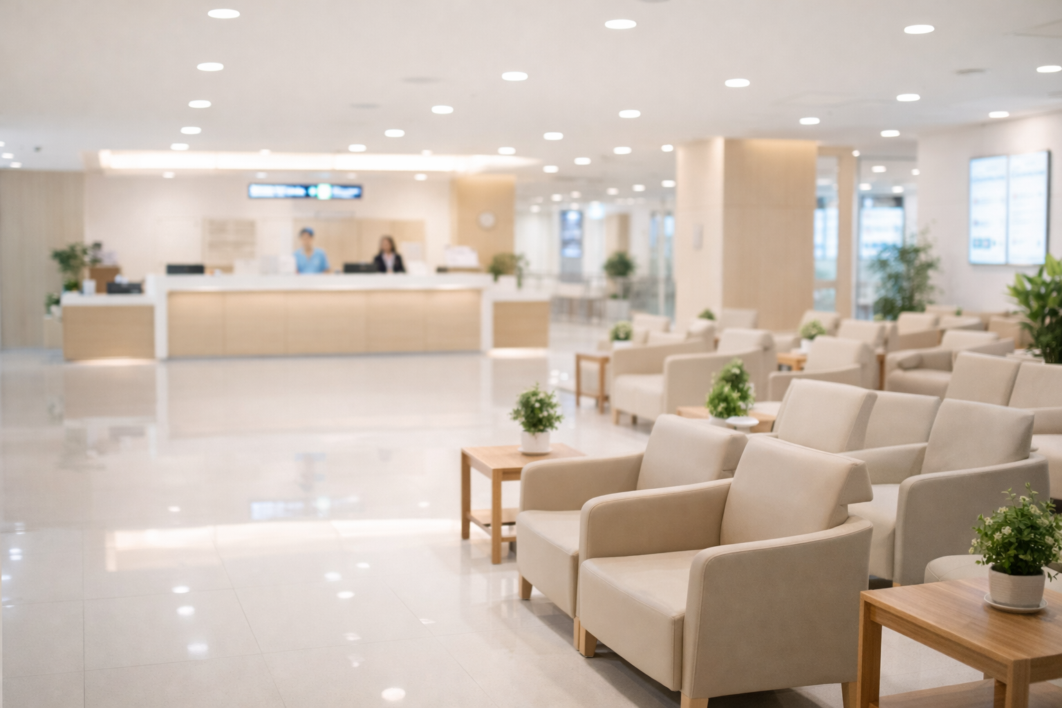 Modern private hospital lobby