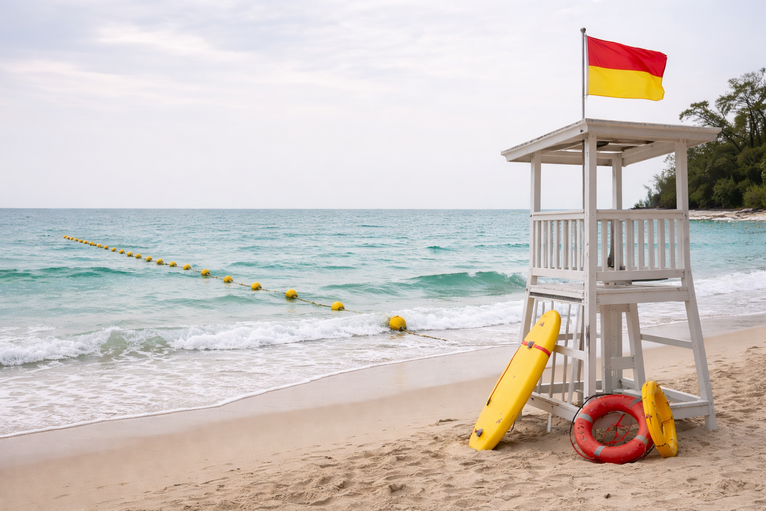 Beach ocean safety markers